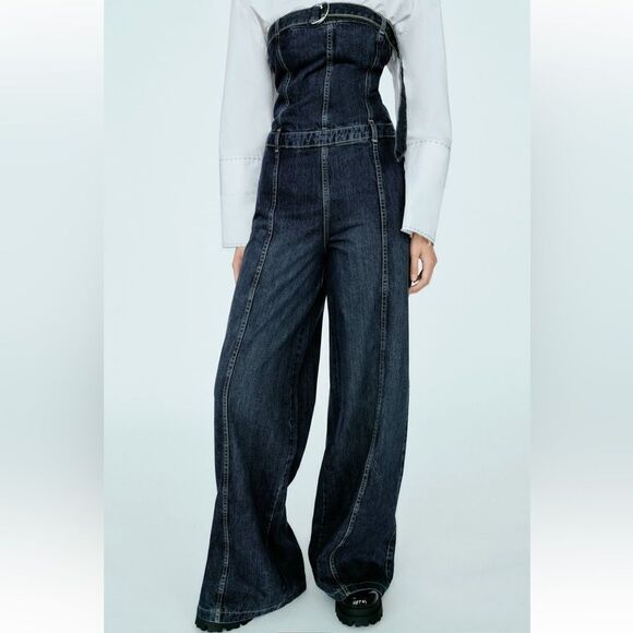 Zara strapless TRF DENIM JUMPSUIT - Picture 2 of 9